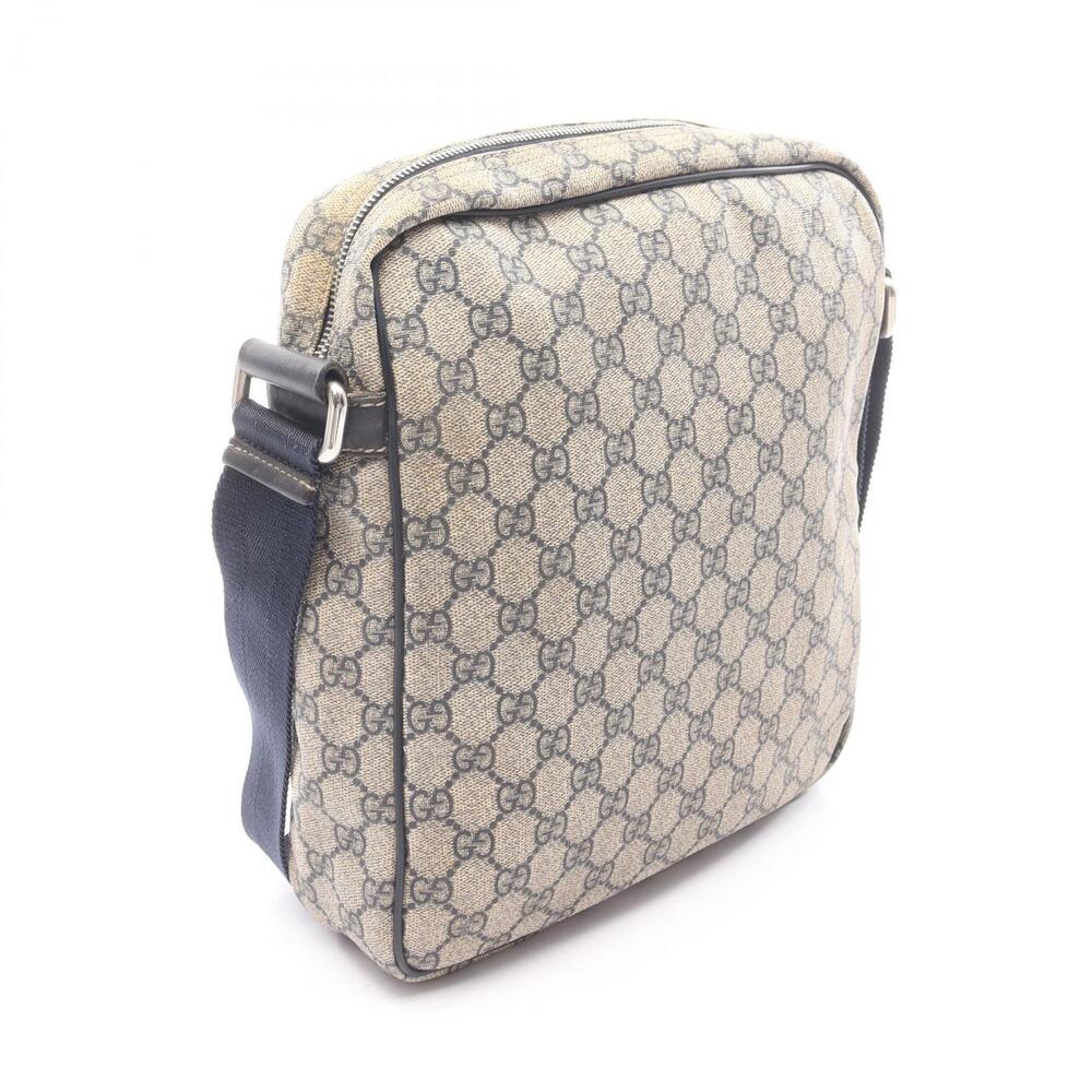 Gucci Canvas Leather Supreme Shoulder Beige Navy GG Bag Blue Tan Blue